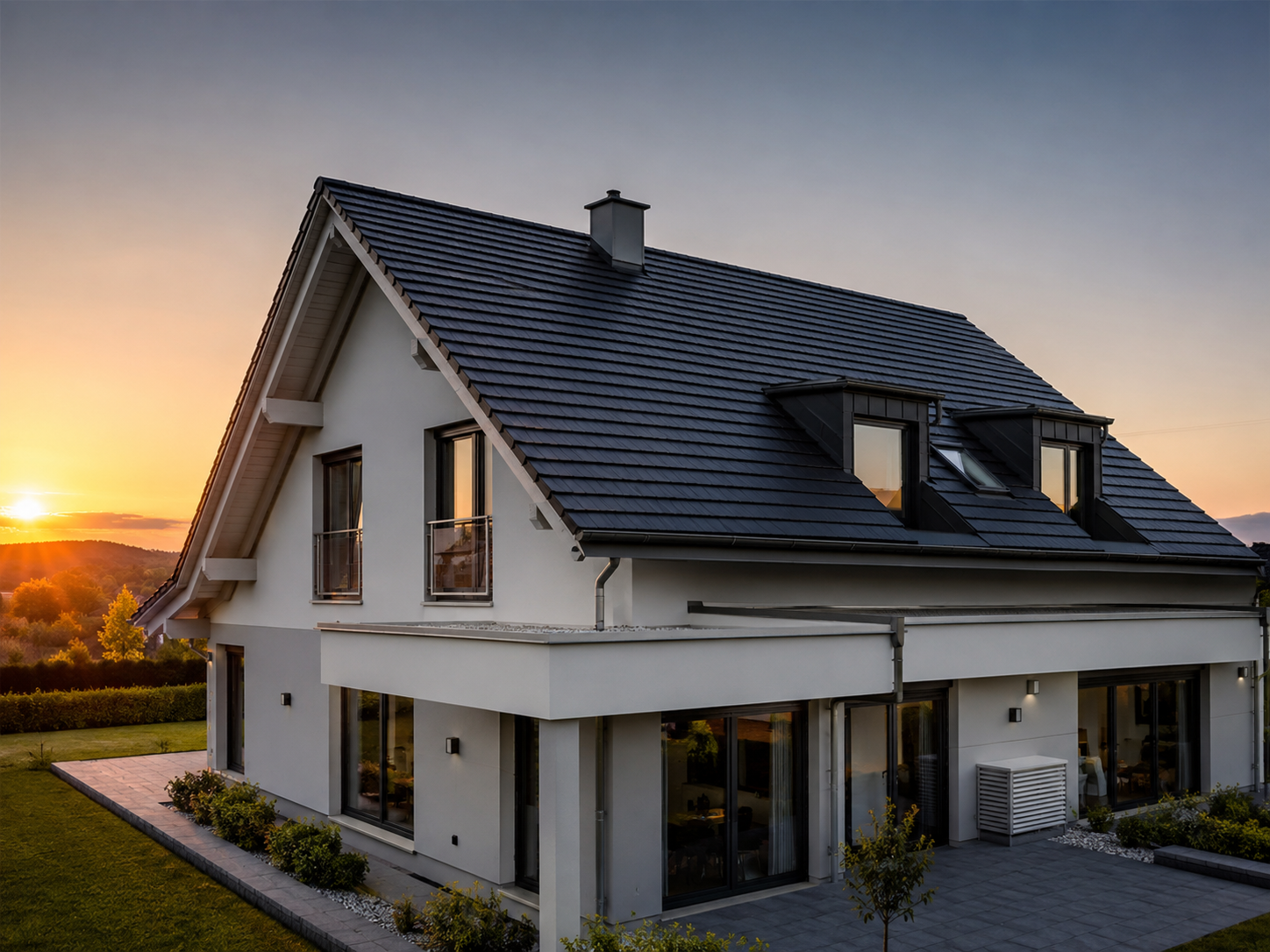 Moderner Holzbau mit großer Glasfront und Dachkonstruktion
